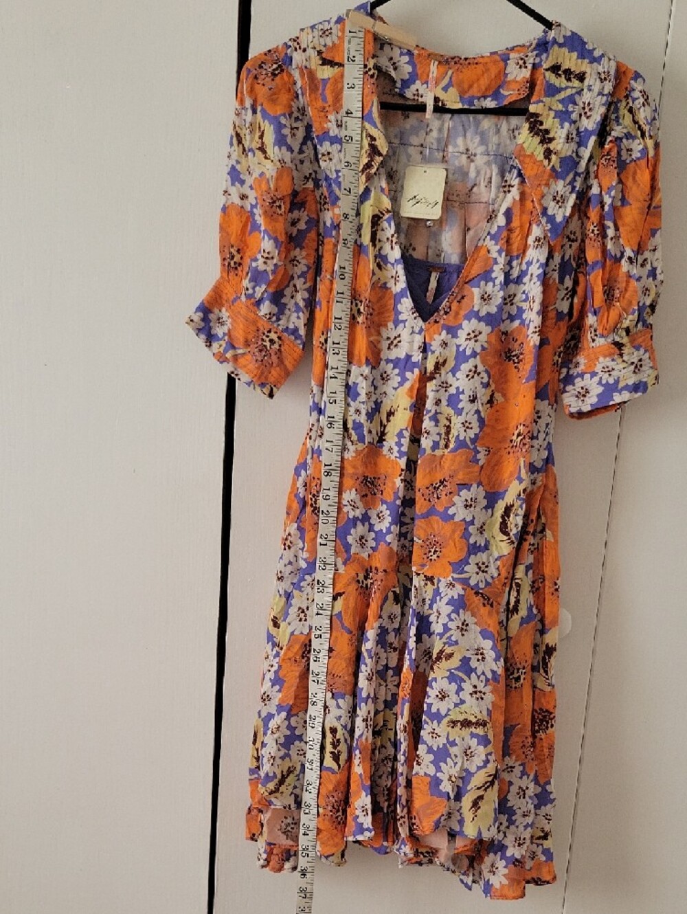 Free People Orange & Blue Floral Mini Dress - Picture 8 of 10
